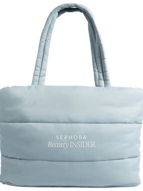Sephora Light Blue Quilted Puffer Tote